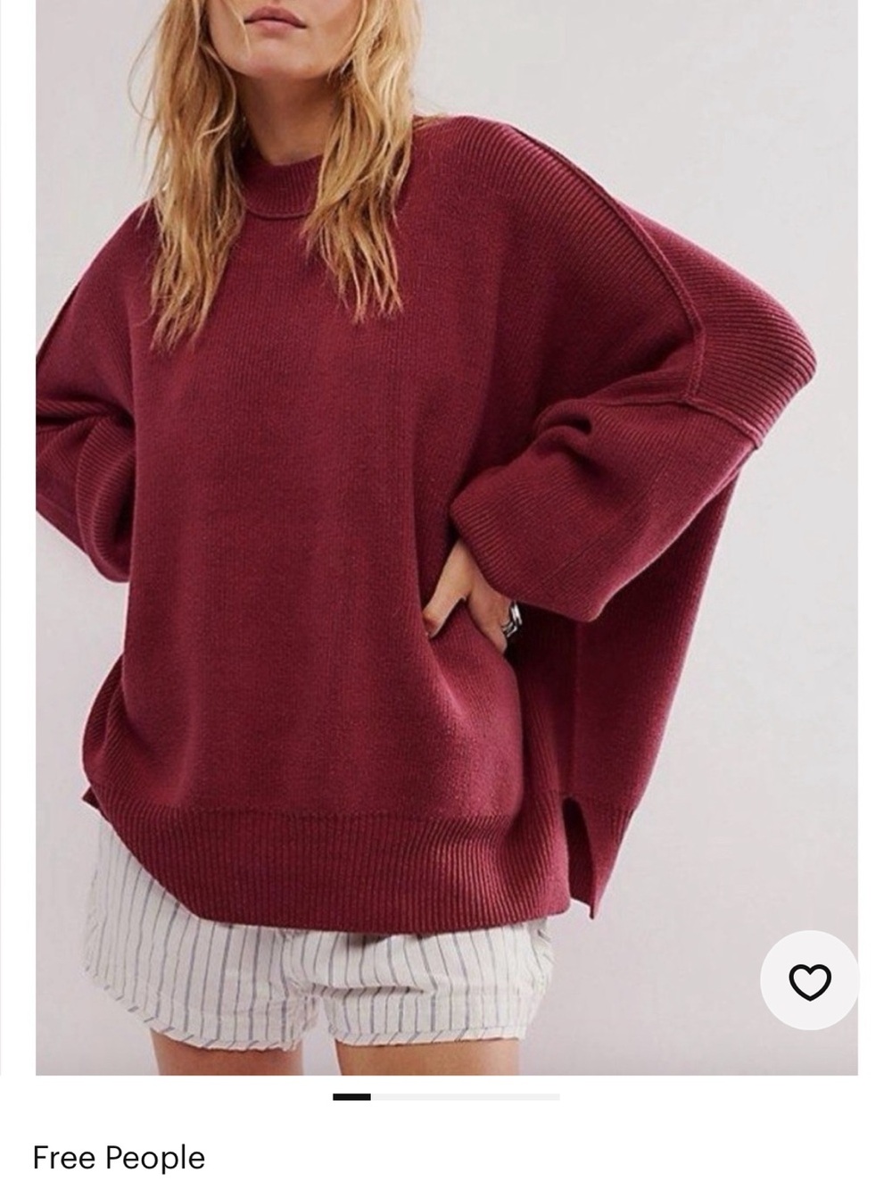 Free People easy street tunic - Oversized Burgundy Crewneck Sweater